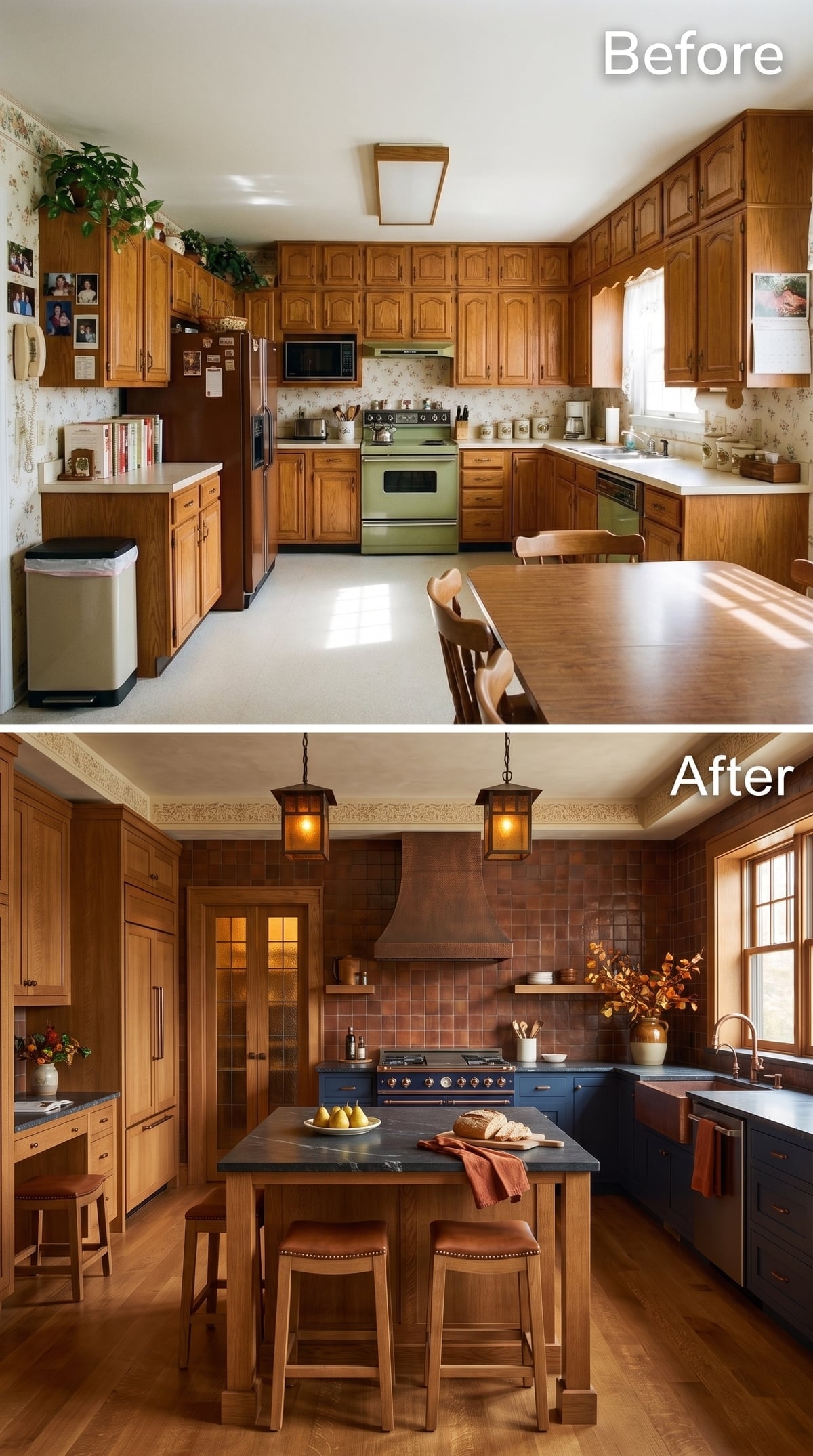 Navy Lowers and Terracotta Tile Put the Weight Where It Belongs