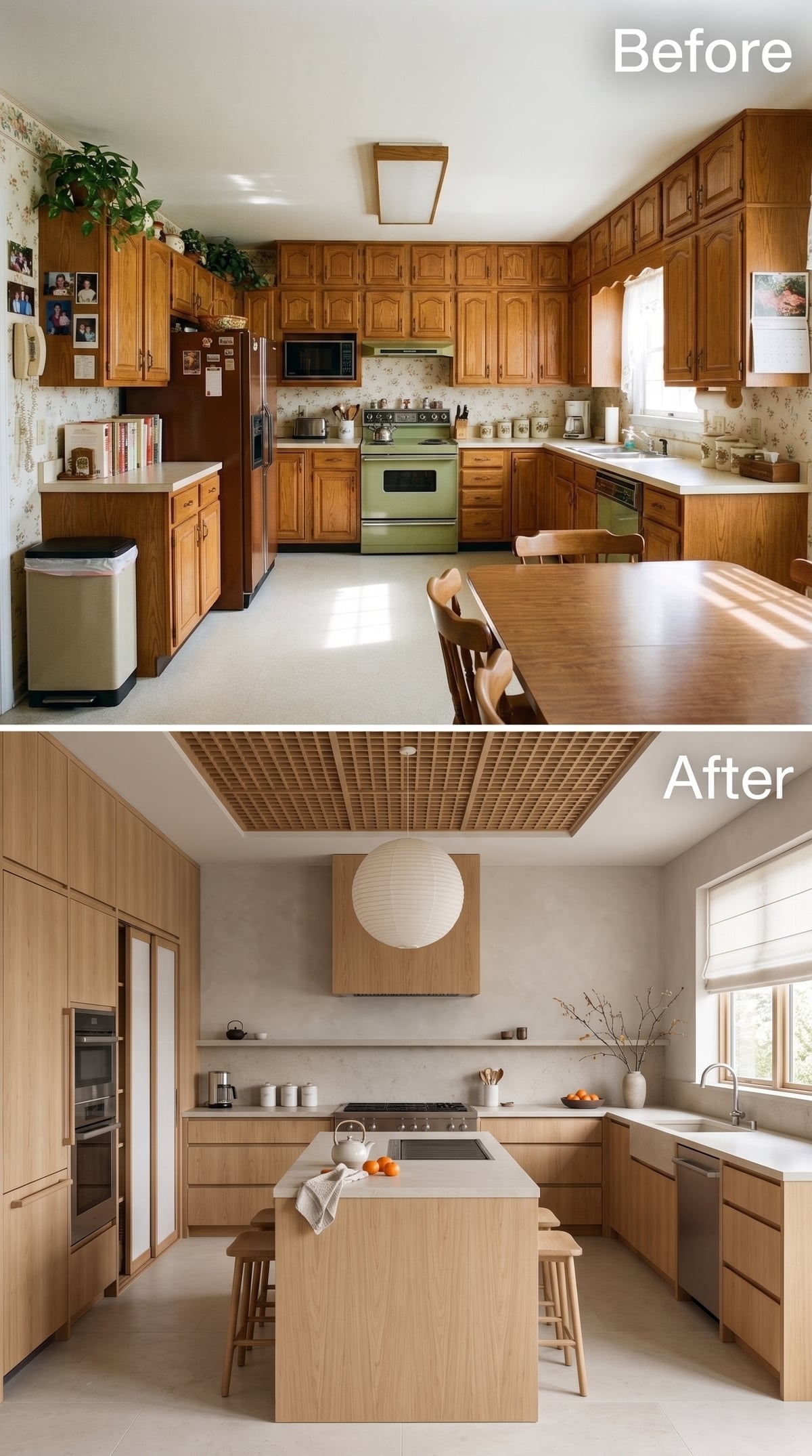 Pale Ash Cabinetry and a Grid Ceiling Make Restraint Look Architectural