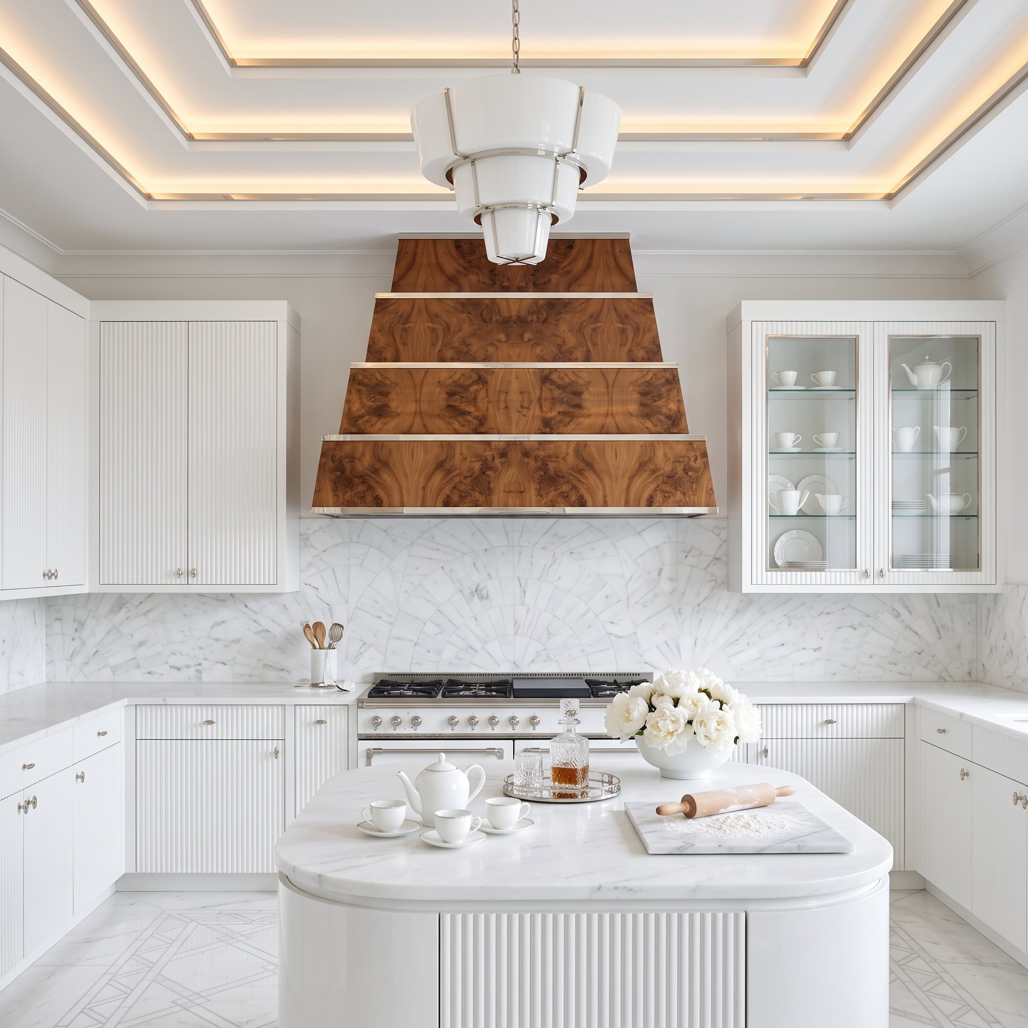 Burl Walnut Range Hood Proves the Most Dramatic Wood Placement Sits Above the Flame