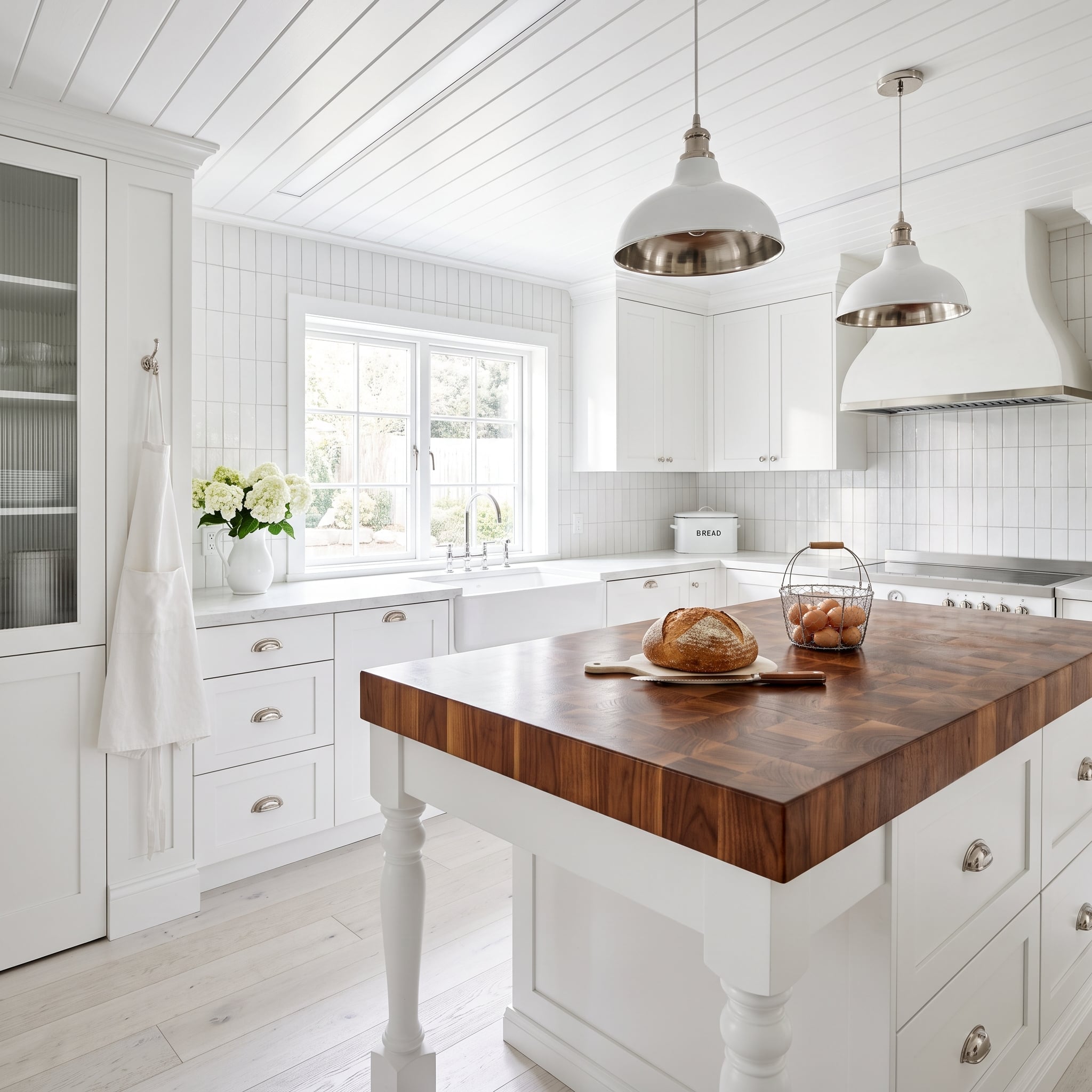 Butcher Block Walnut Island Top Proves One Horizontal Surface Can Warm an Entire Room