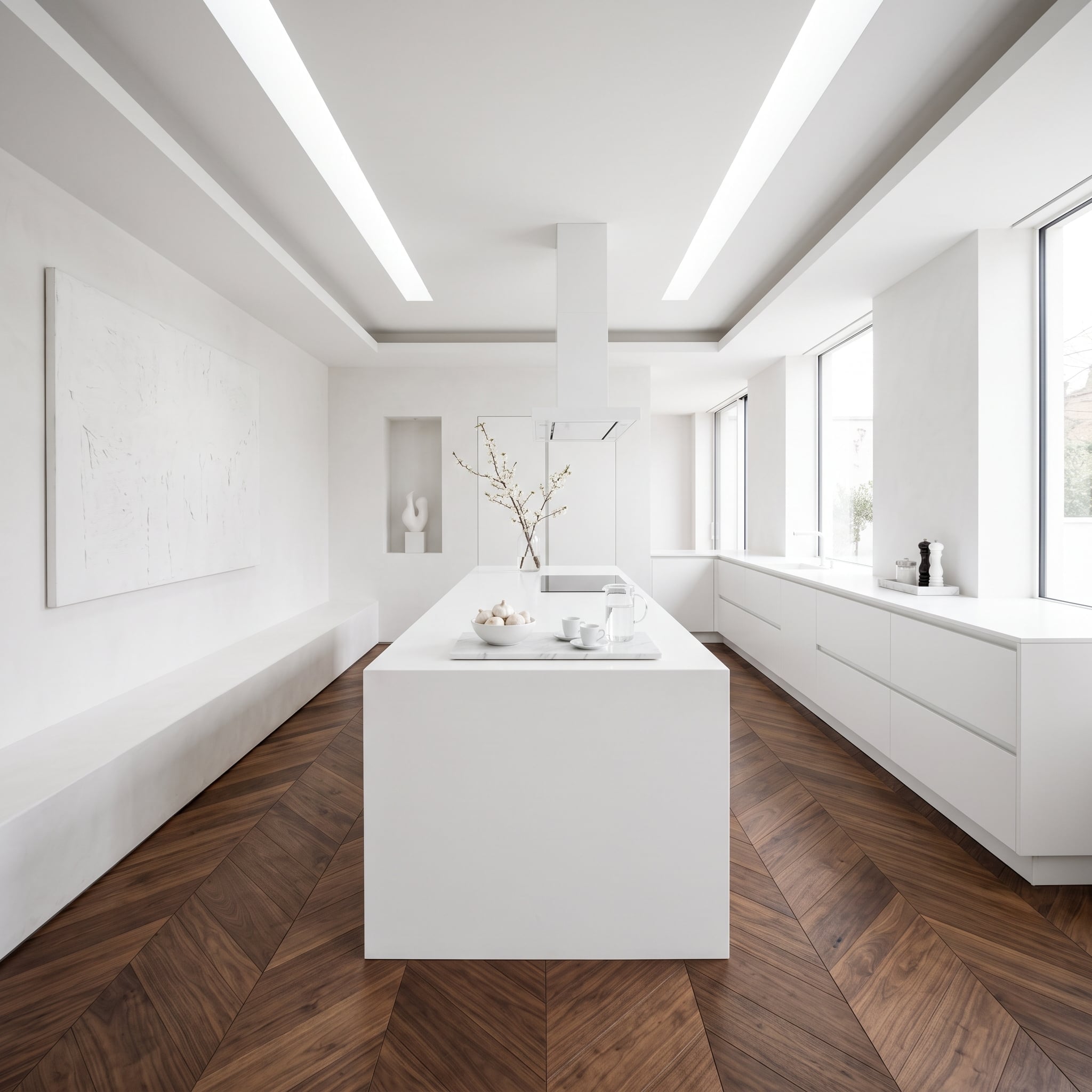 Chevron Walnut Floors Prove the Most Powerful Wood Placement Runs Beneath Everything