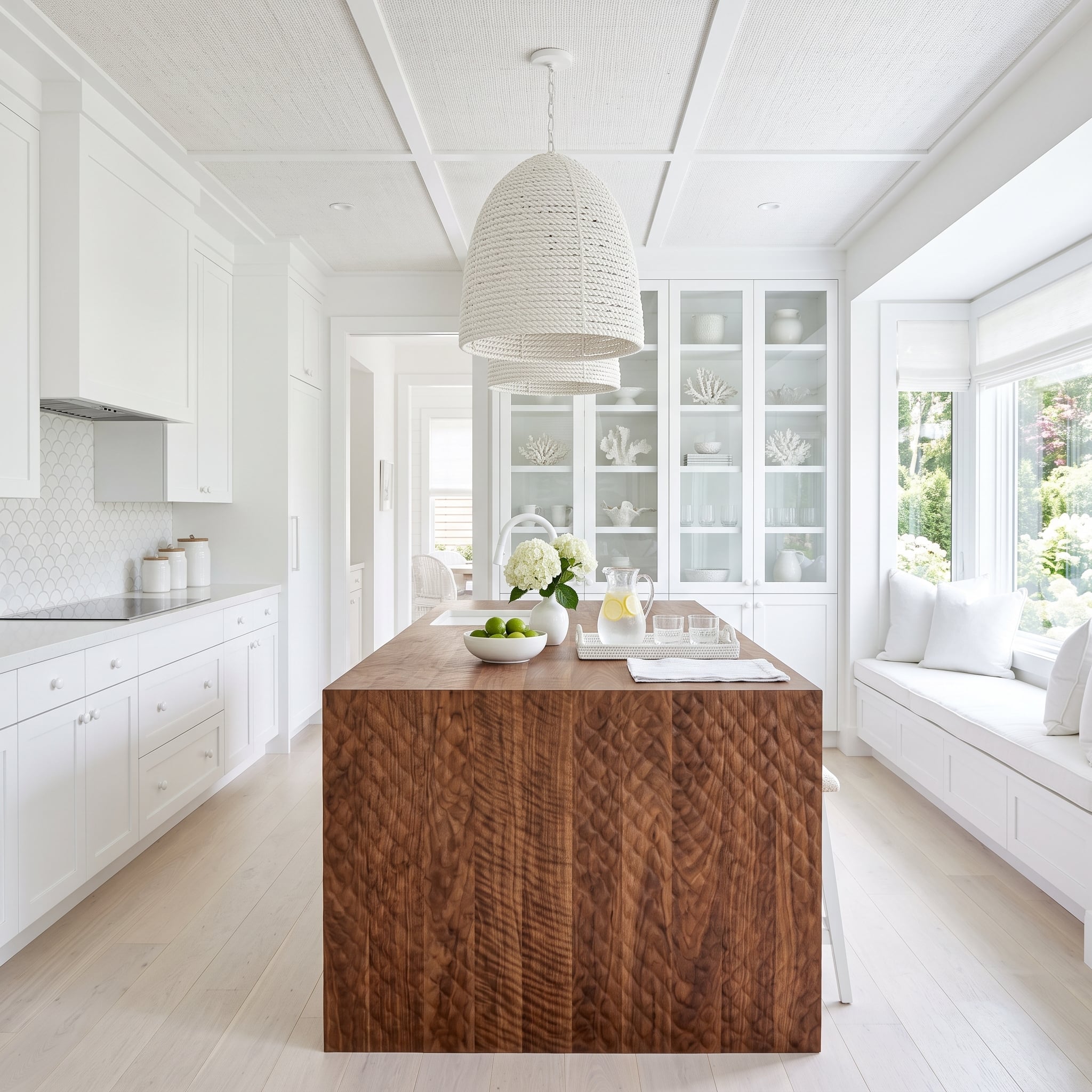 Walnut Island With Quilted Panels Proves White Kitchens Need One Unapologetic Anchor
