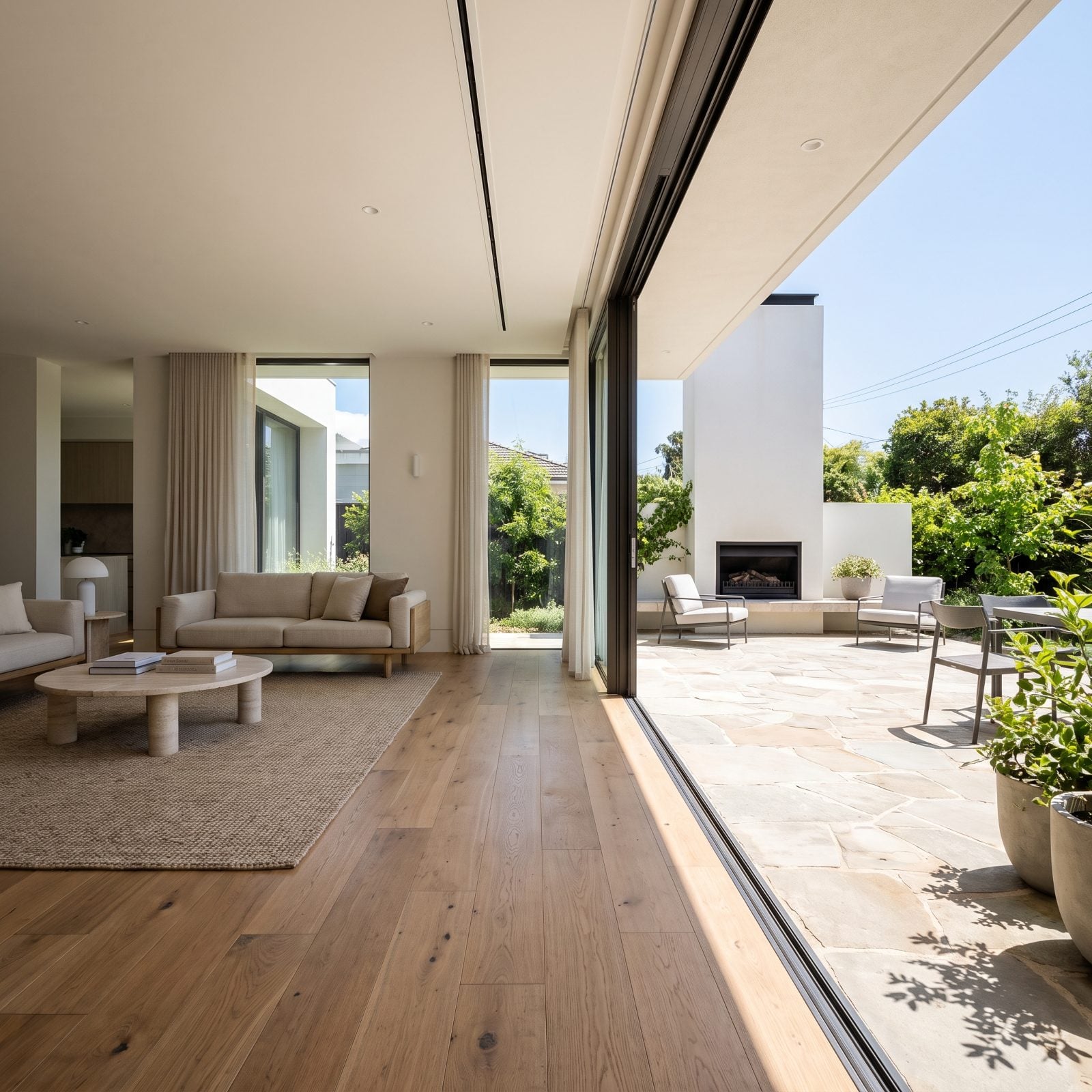 Wide Glass Doors Opening to the Patio