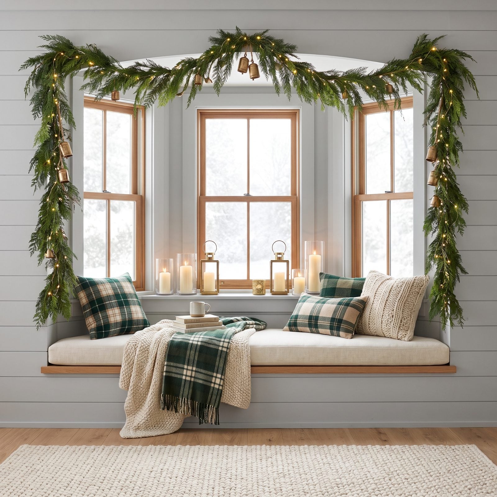 A Window Seat Wrapped in Greenery and Candlelight