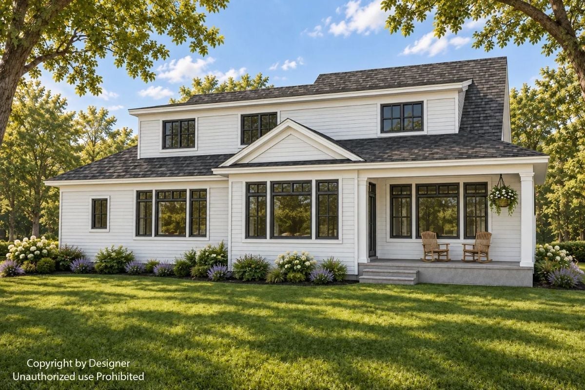 White Horizontal Siding and Black Windows That Actually Hold Their Own