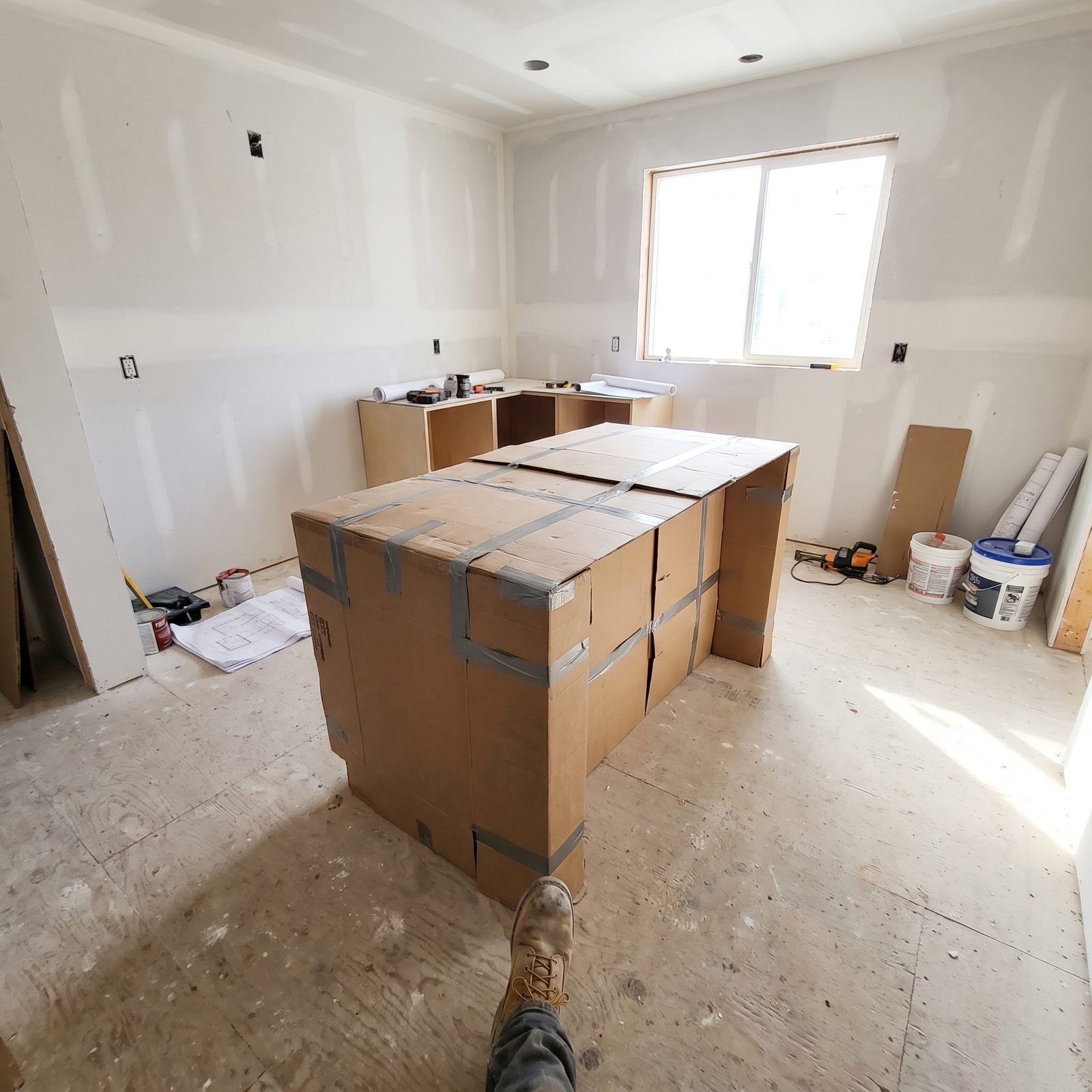 You Stage the Island With Cardboard Before Allowing Installation
