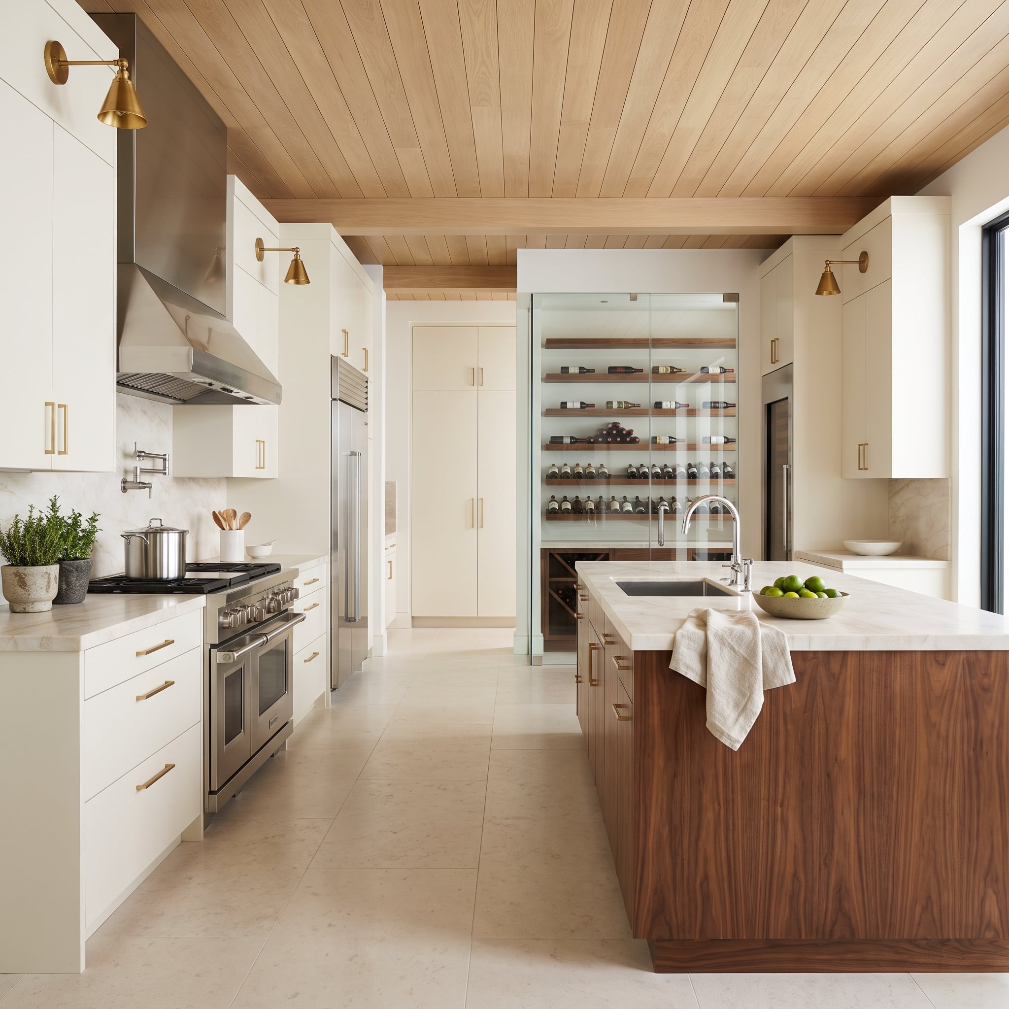 Warm Walnut, Brass, and Steel Walk Into a Kitchen Together