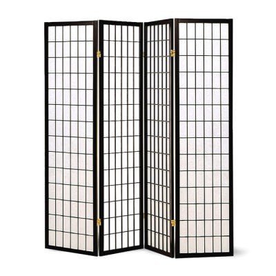 Room divider screen with 4 sections in black and white